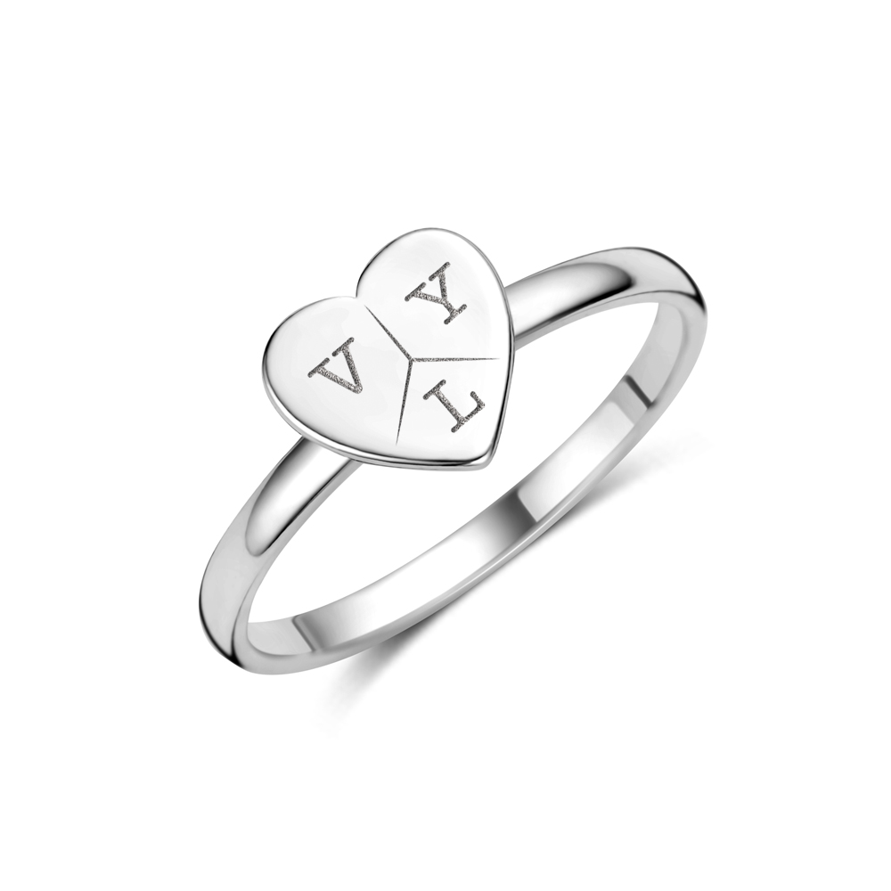 Silberring mit Herz und Initialen