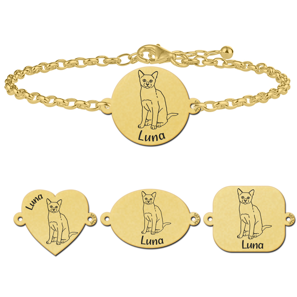 Armband mit Katze Russisch Blau Gold