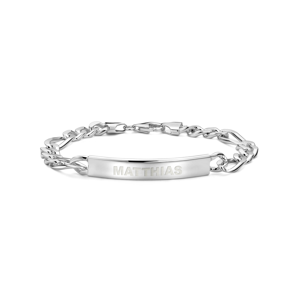 Massives Herrenarmband Silber mit Namen Figaro