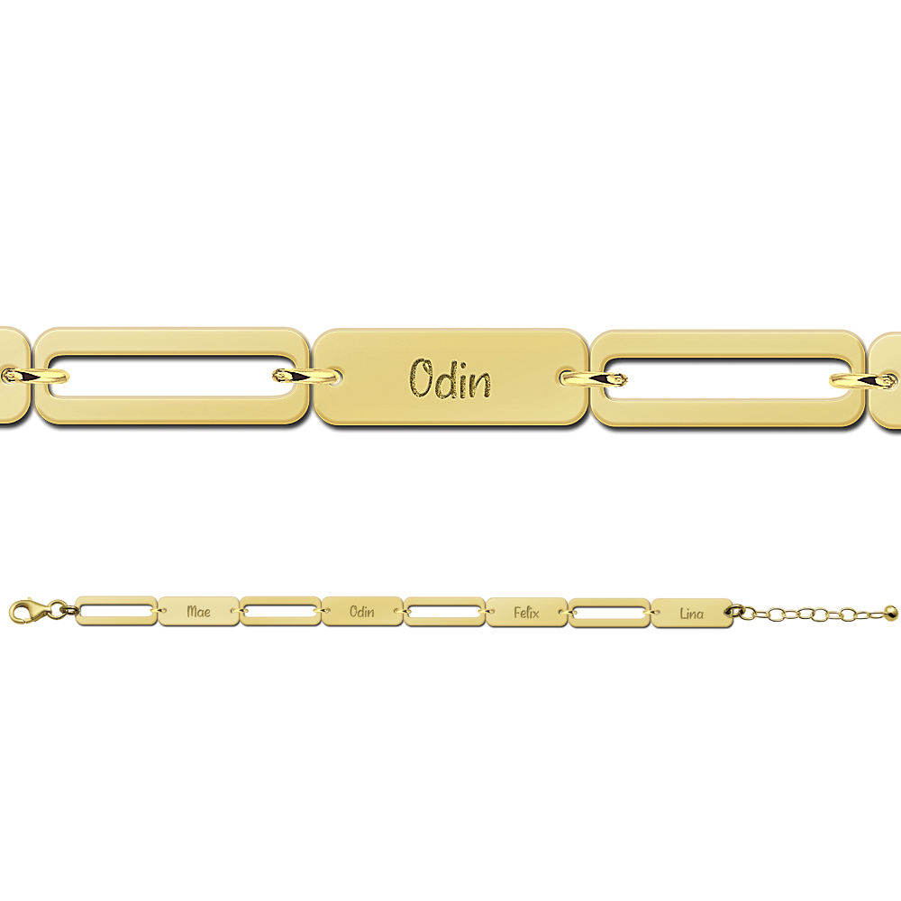 Goldenes Paperclip-Armband mit Namen