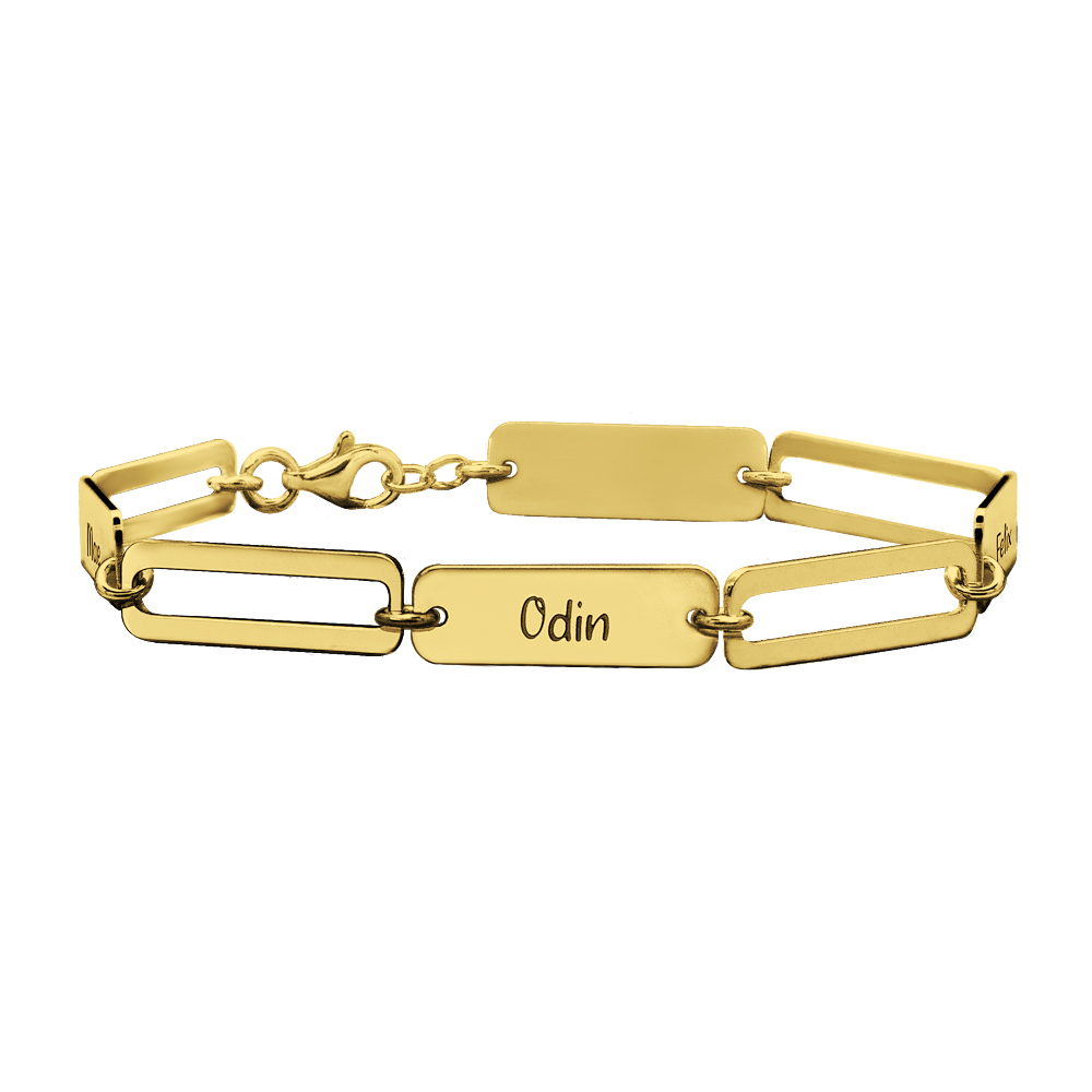 Goldenes Paperclip-Armband mit Namen