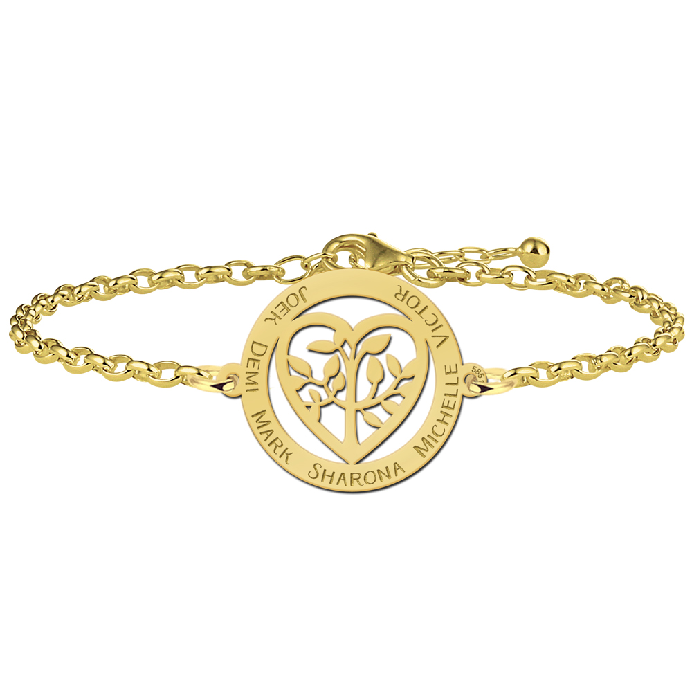 Goldenes Lebensbaum Armband mit Herz