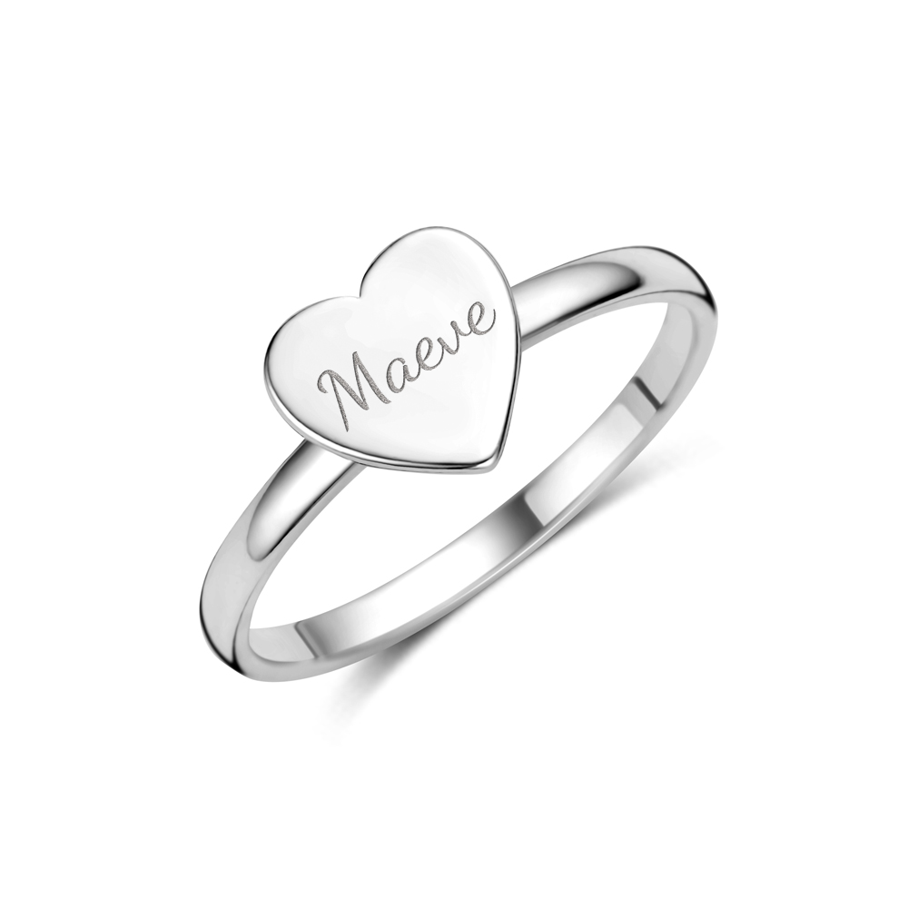 Silberring mit Herz und Name