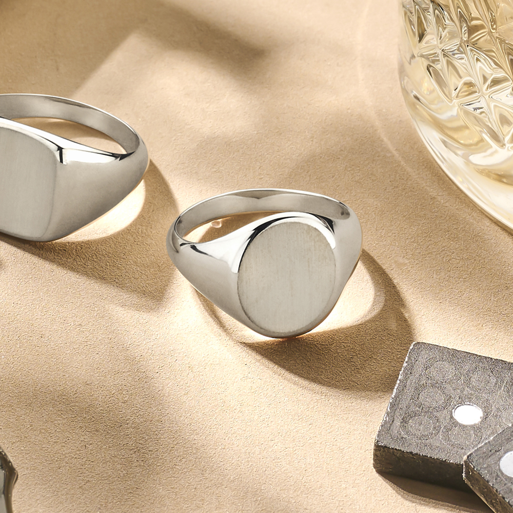 Silberner Siegelring oval Heren mit Fingerabdruck