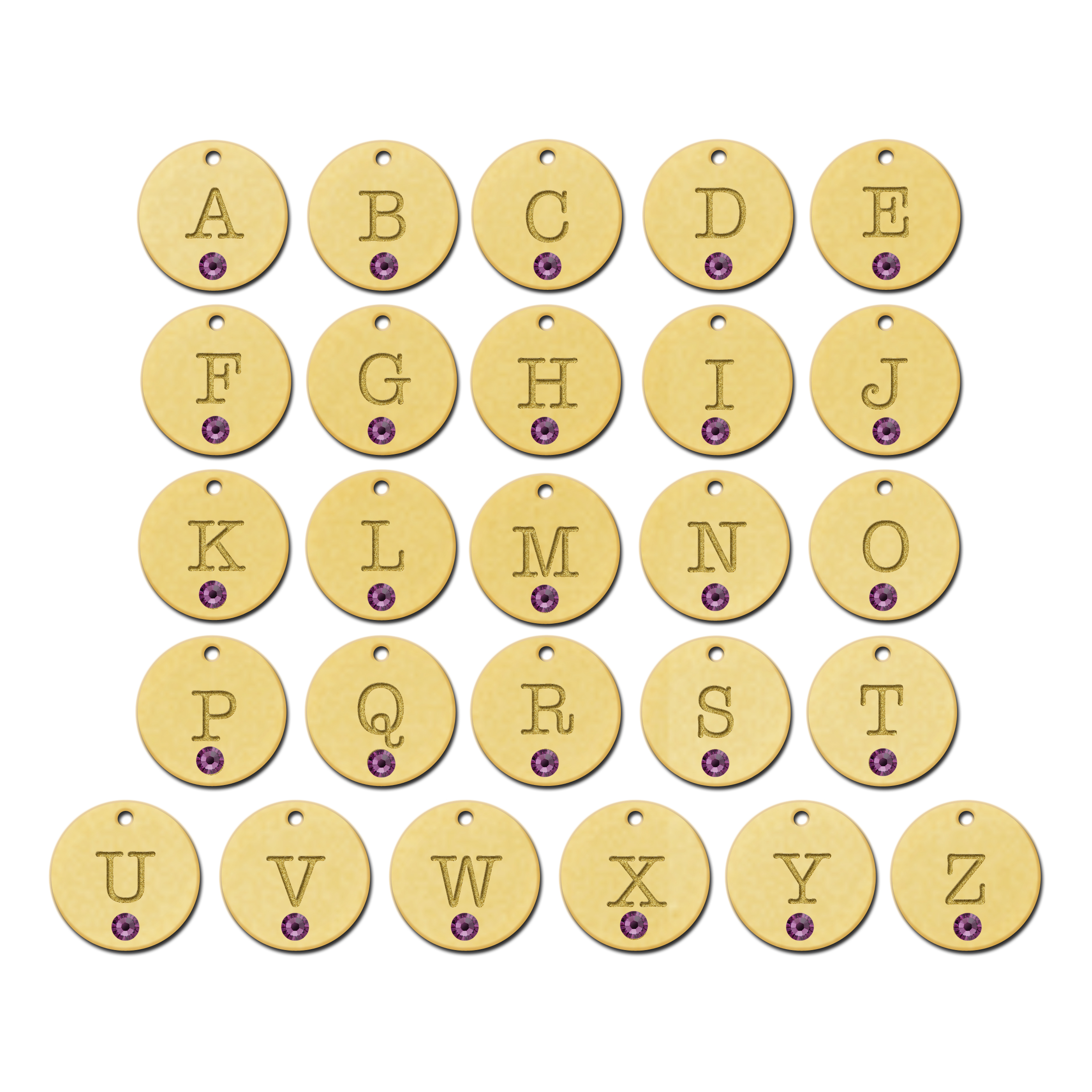 Goldene Buchstabenkette mit Swarovski-Kristall