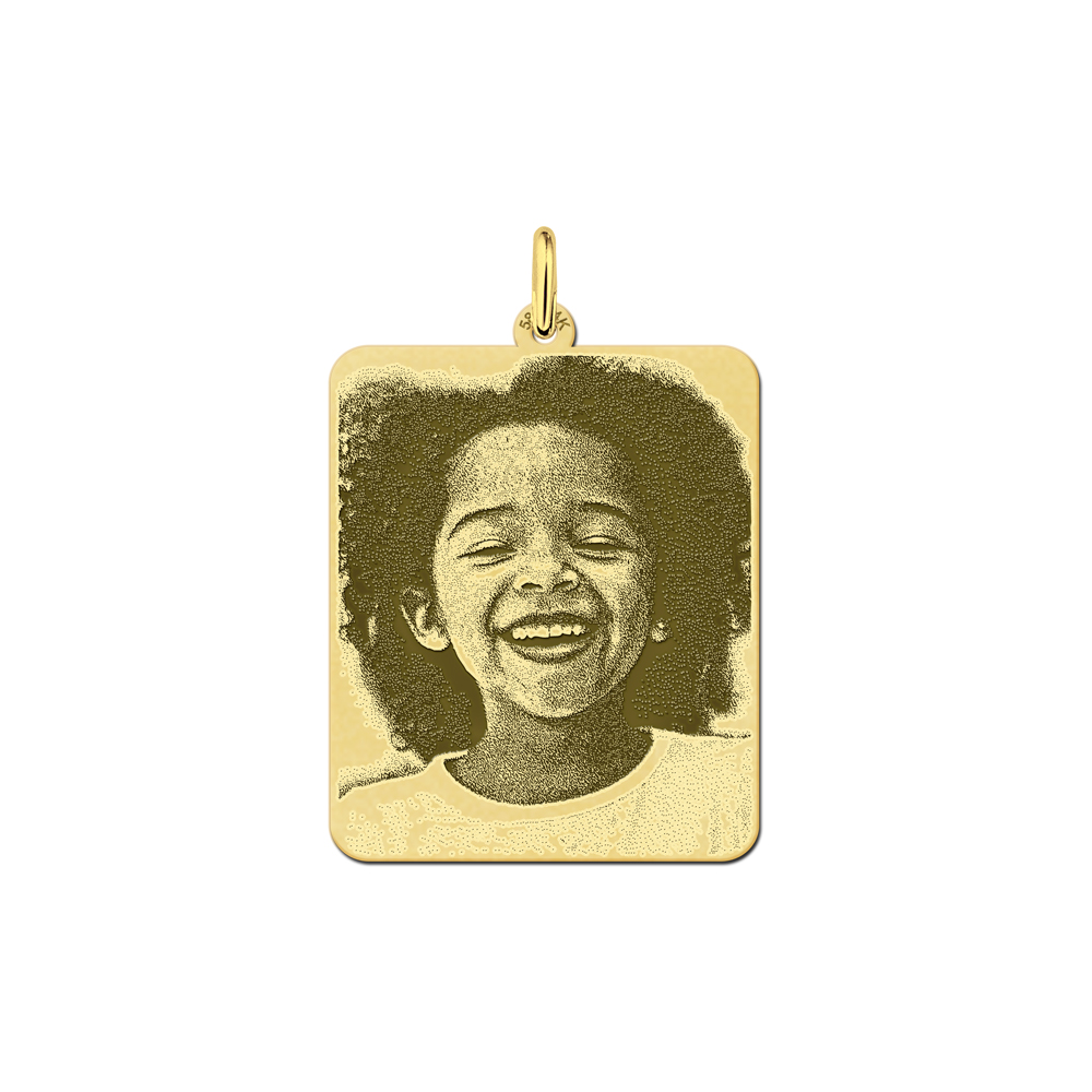 Kette mit fotogravur dogtag gold