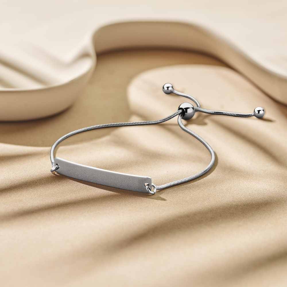 Silbernes Plättchen Armband mit Namen