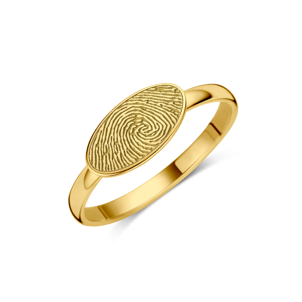 Goldener Siegelring Oval quer mit Fingerabdruck