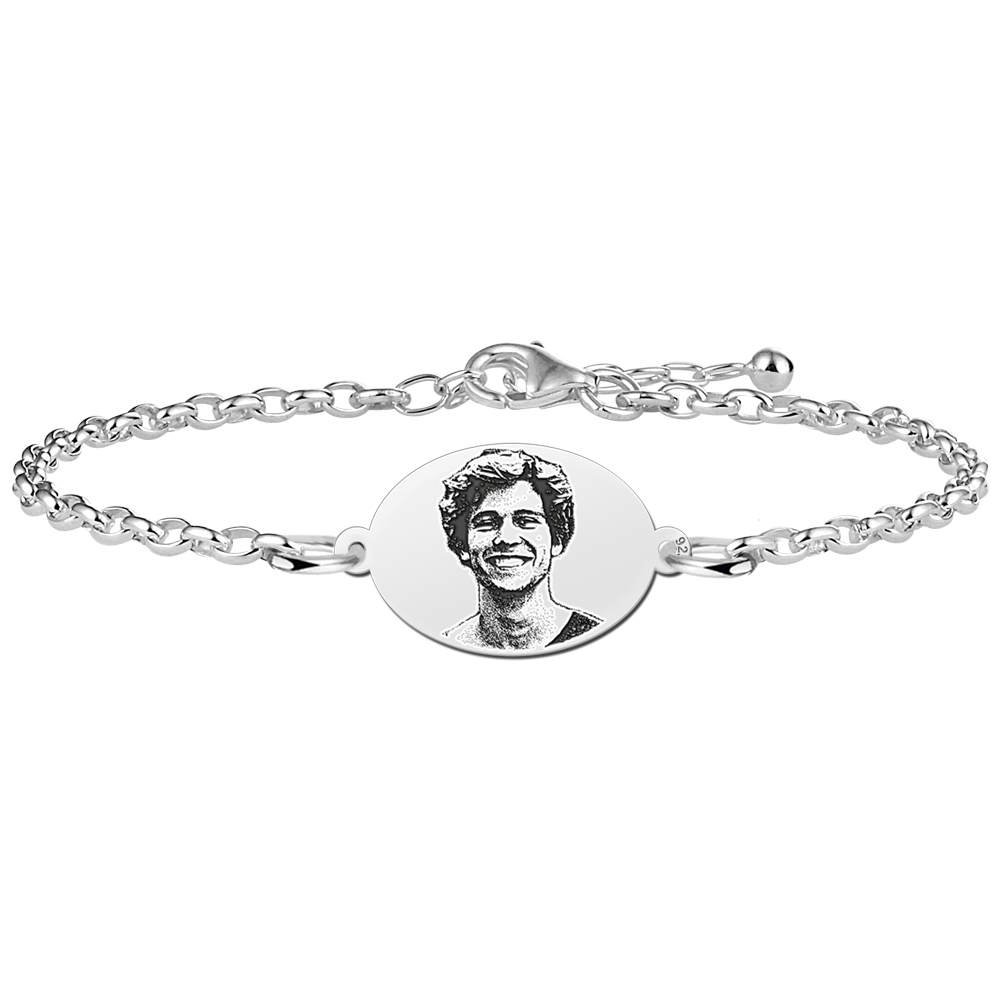 Silbernes Armband mit Foto oval