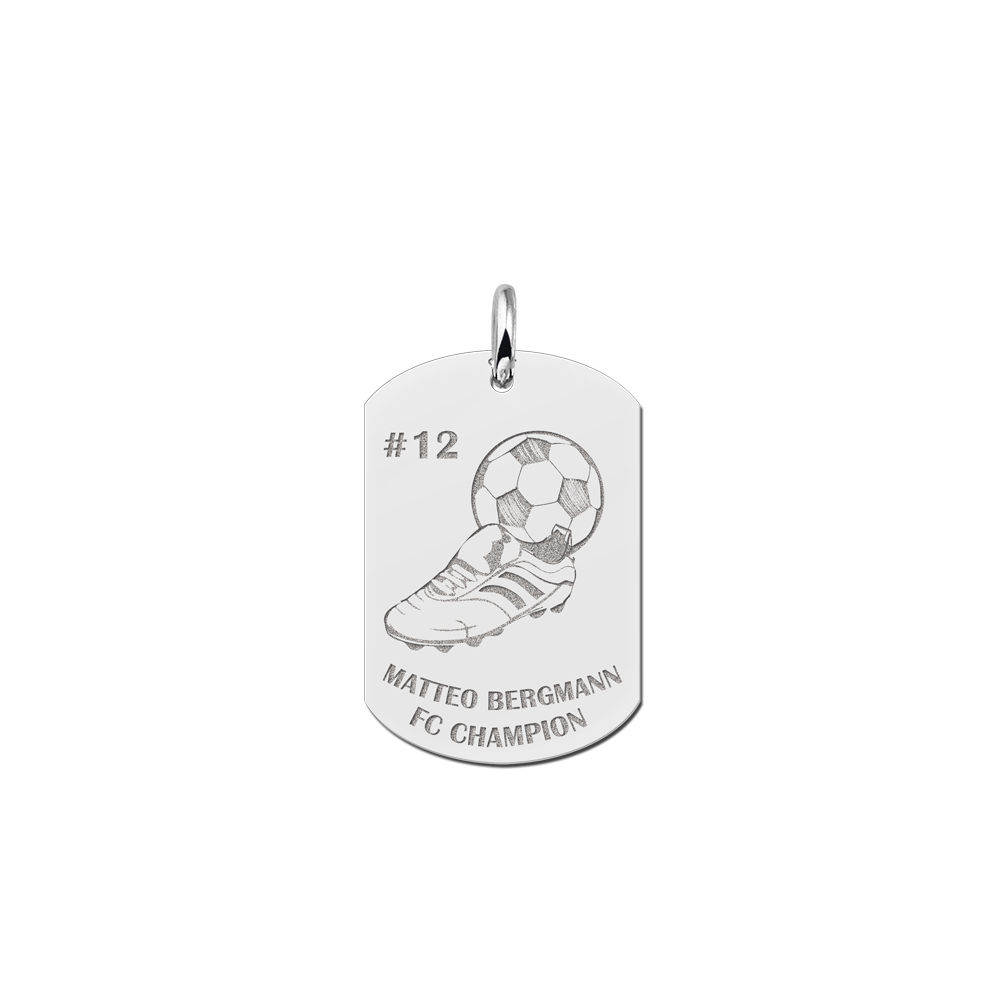 Fußball Sportanhänger Dogtag Silber