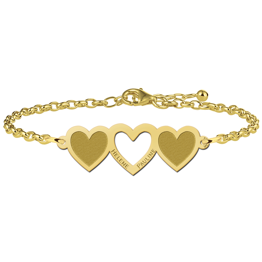 Gold Armband mit Herzchen und Gravur