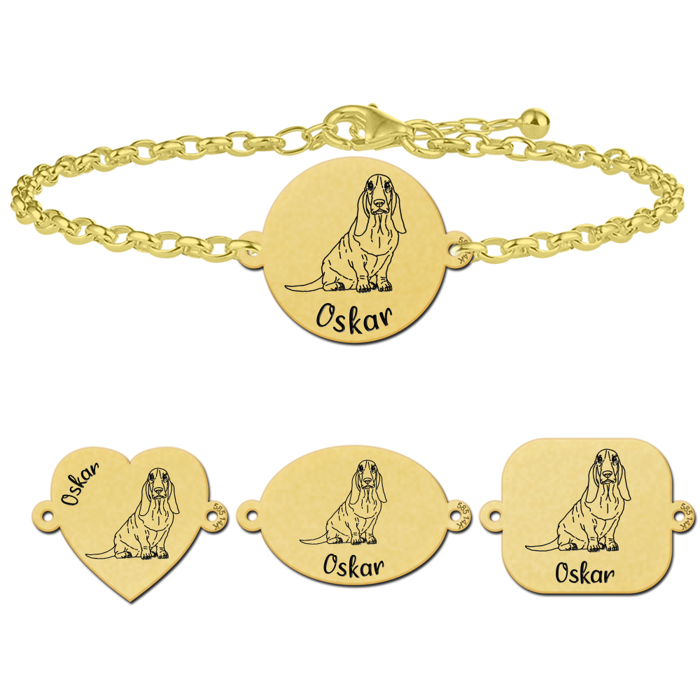 Personalisiertes goldenes Armband mit Hund Dachshund