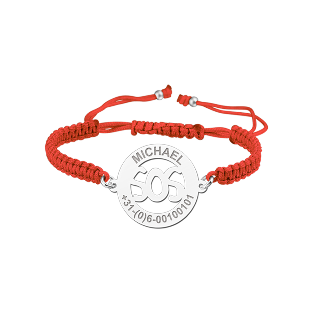 Silbernes Kinderarmband Modell SOS Rot