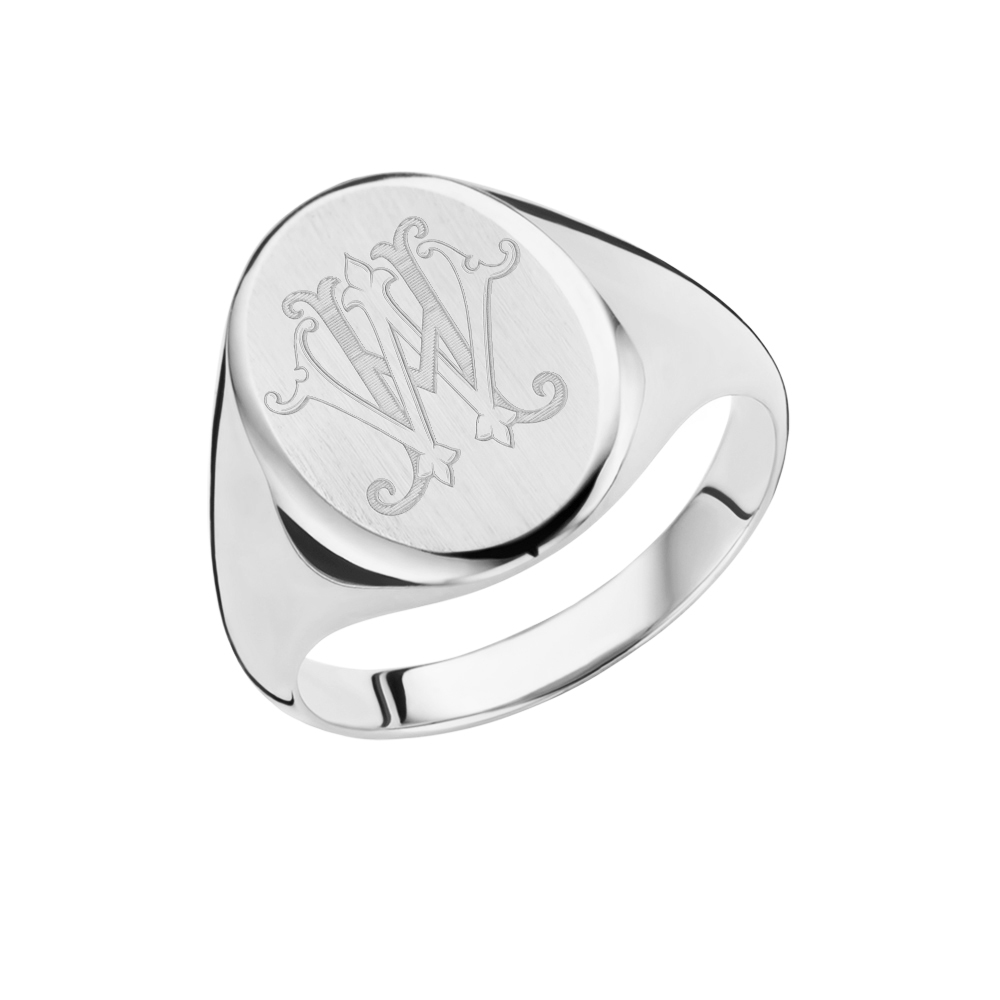 Silberner Siegelring mit graviertem Monogramm Herren