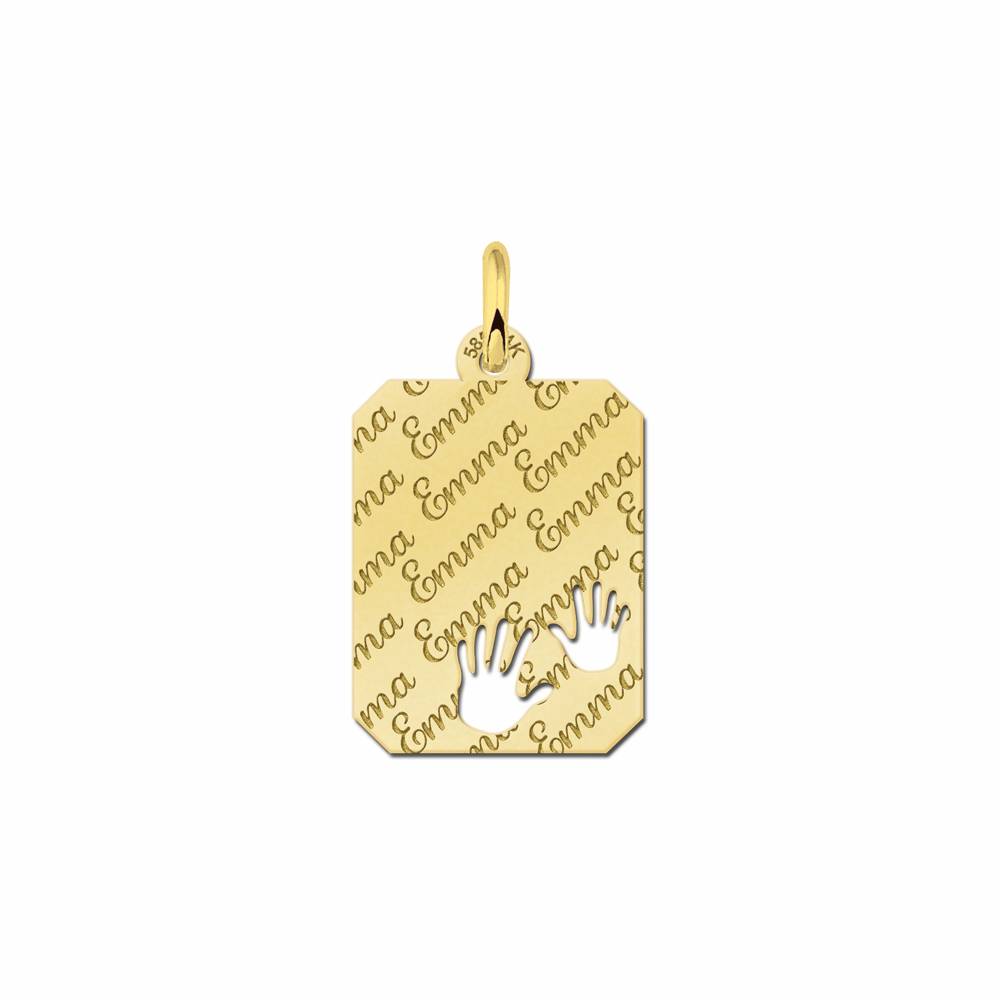 Gold Anhänger mit Händchen - repeat gravieren