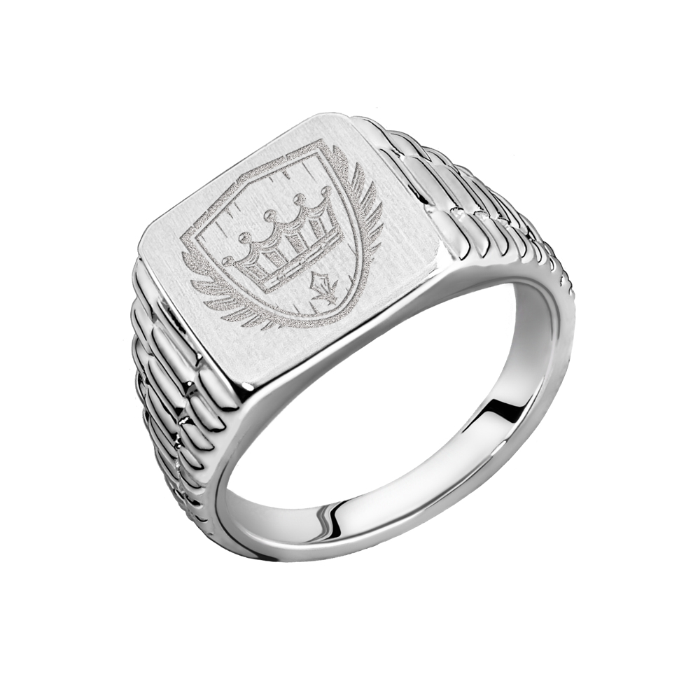 Quadratischer Siegelring mit Wappen im Rolex-Look