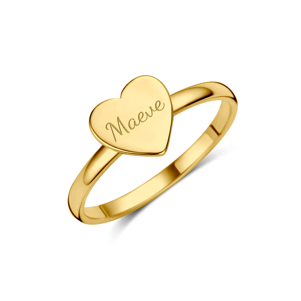 Goldener Ring mit Herz und Namen