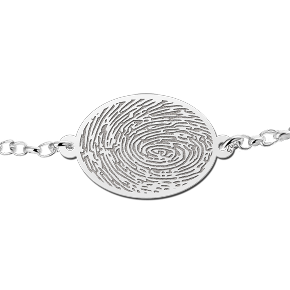 Silberarmband mit ovalem Fingerabdruck-Anhänger
