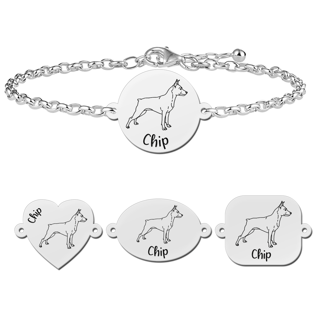 Silbernes Tier Armband Hund Zwergpinscher