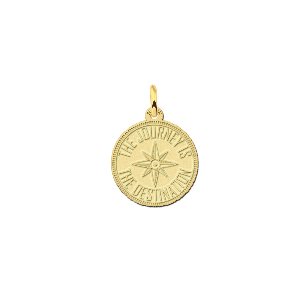 Goldener Münzanhänger mit Kompas und Gravur