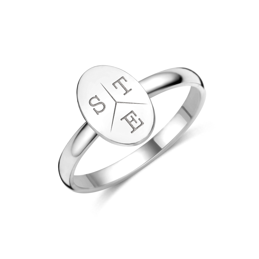 Silberring mit Oval und Initialen