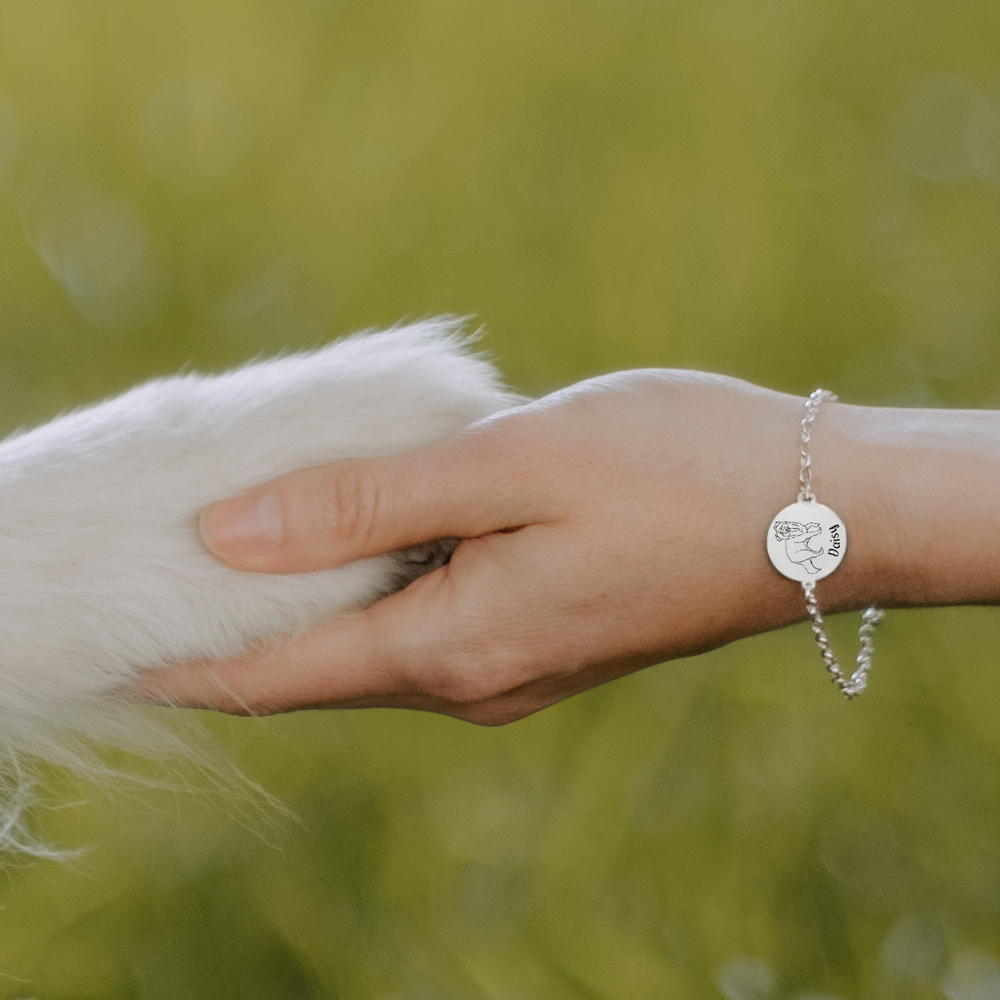 Silbernes Tier Armband mit Gravur Deutscher Schäferhund