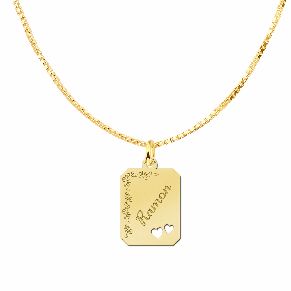 Anhänger aus Gold mit Herzchen - Floral