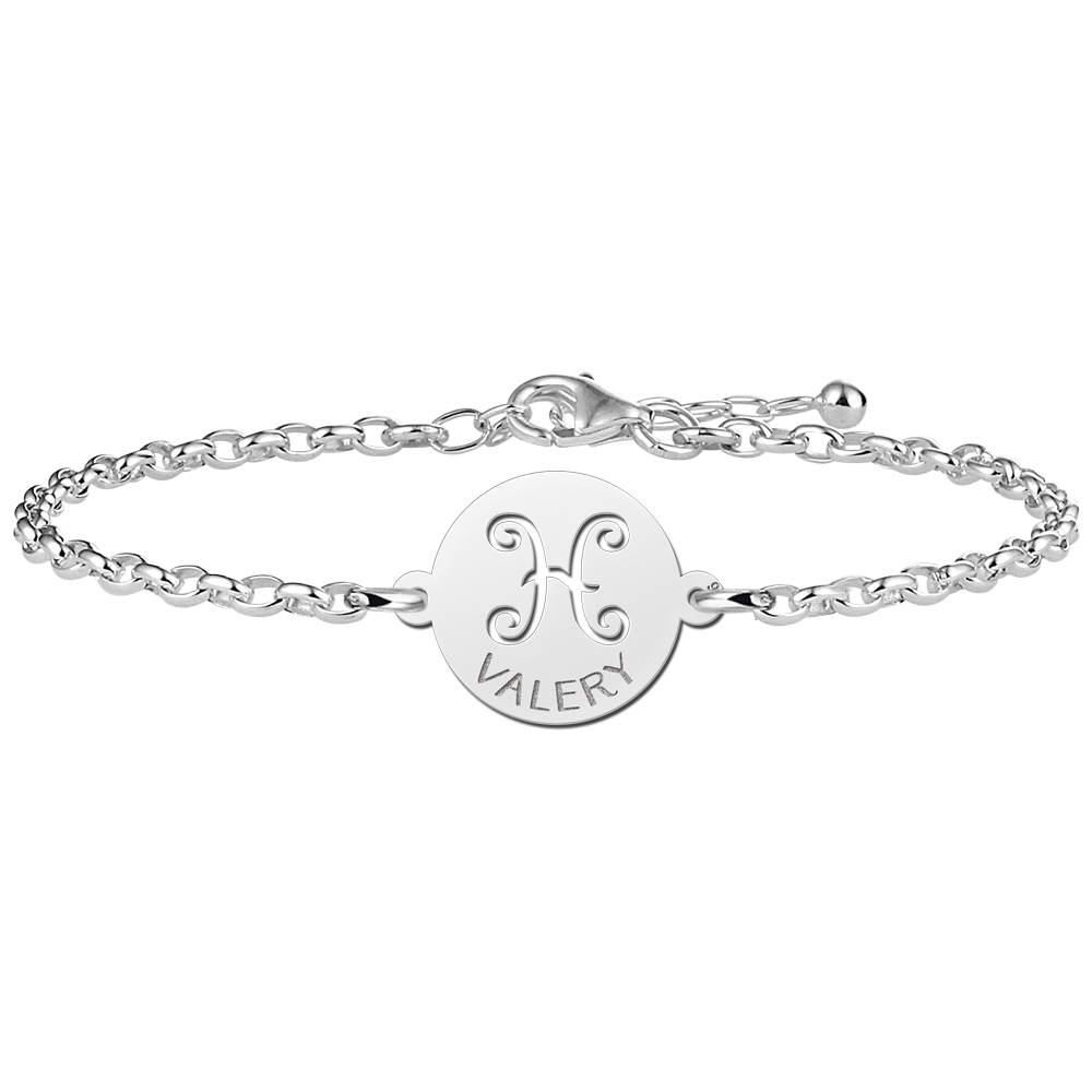 Silbernes Sternzeichen Armband rund Fische