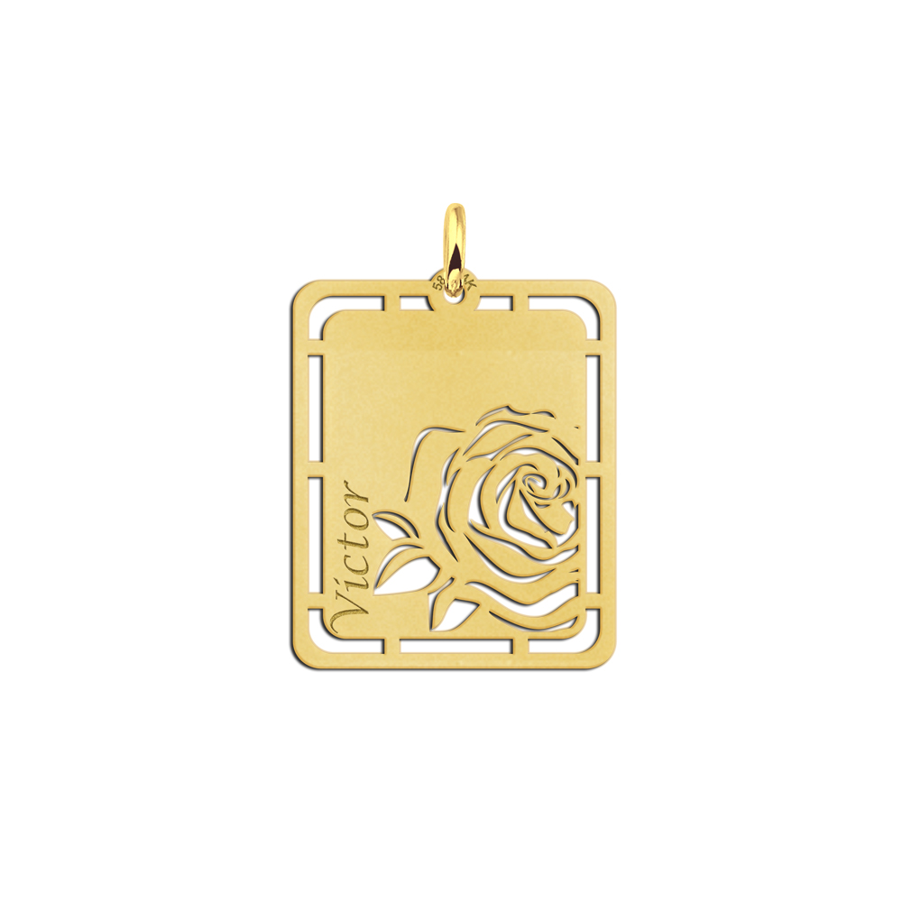 Goldener Rosen Anhänger mit Gravur