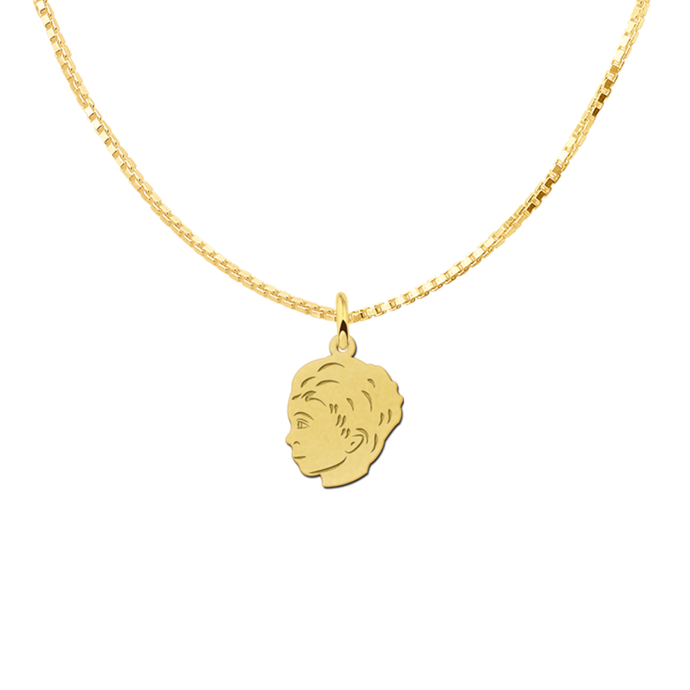 Jungen Kindskopf Anhänger Gold mit Rückseitengravur