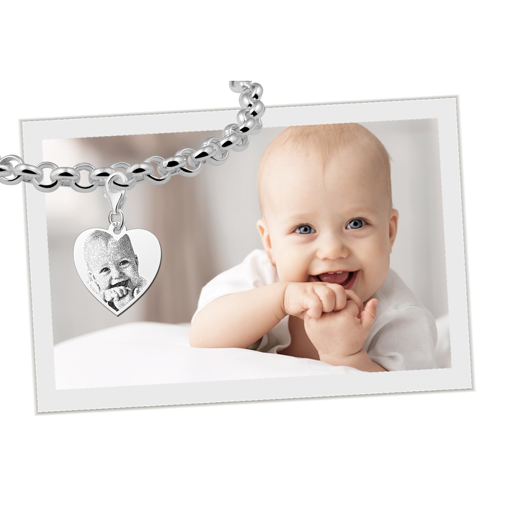 charm anhänger mit fotoherz silber