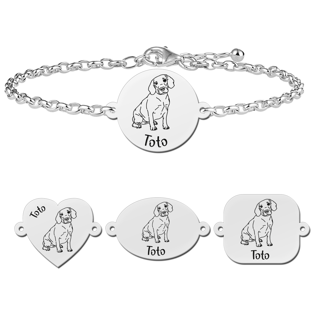 Beagle Armband mit Name Silber