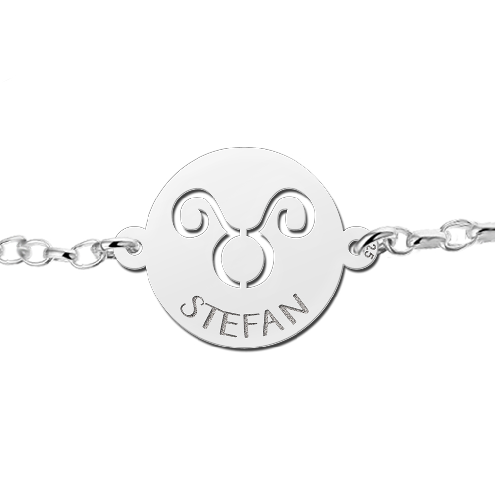 Silbernes Sternzeichen Armband rund Stier