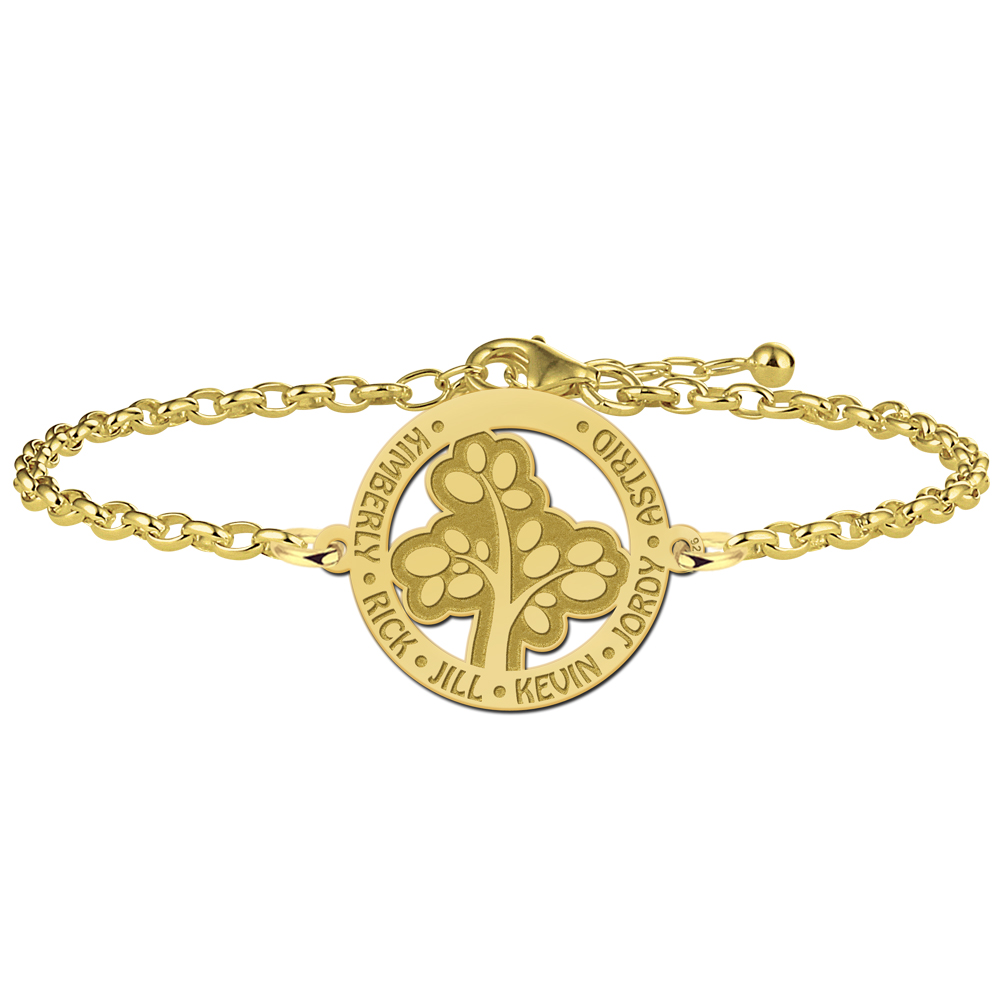 Vergoldetes ausgetrenntes Stammbaum Armband mit Namen