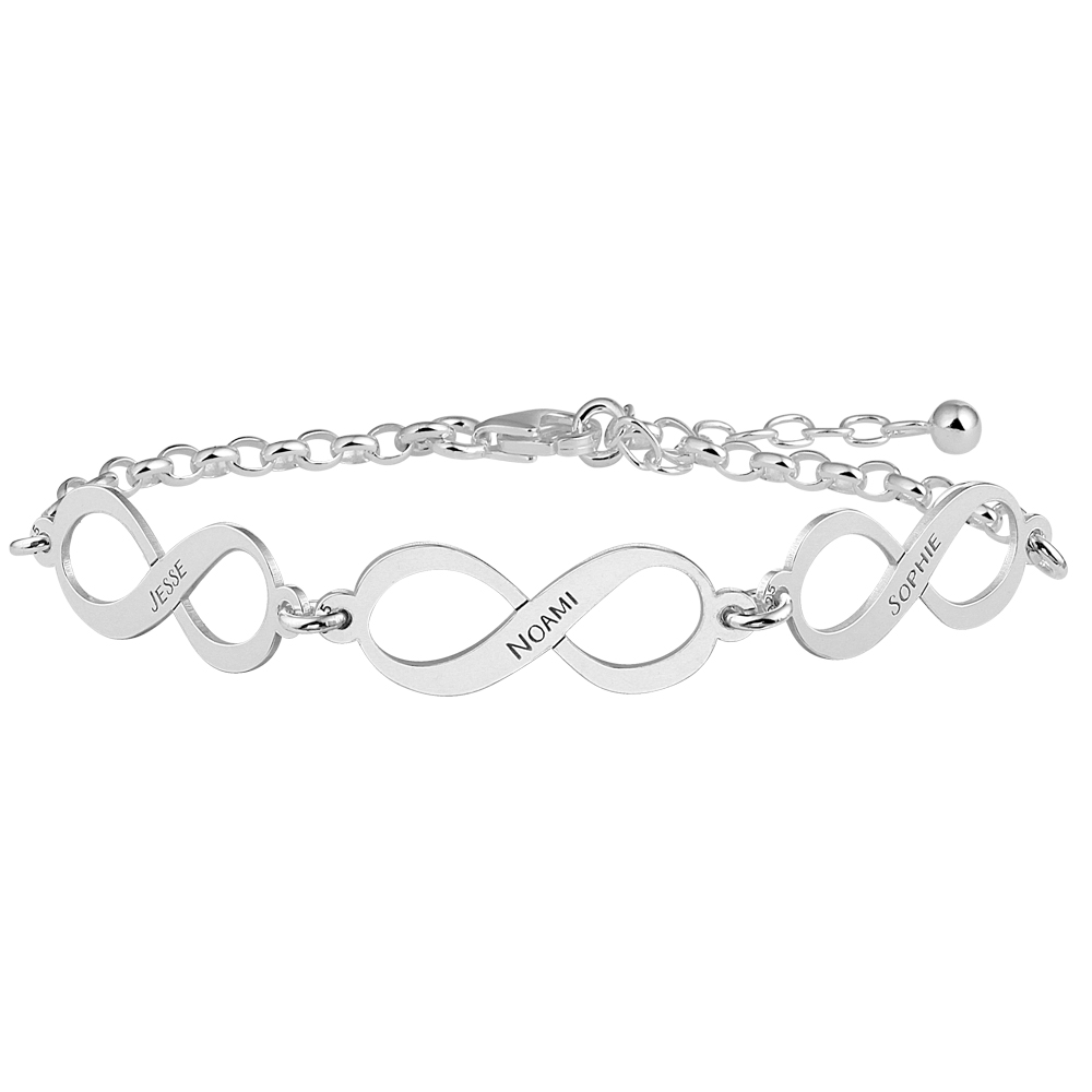 Silbernes Infinity Armband mit 3 Namen