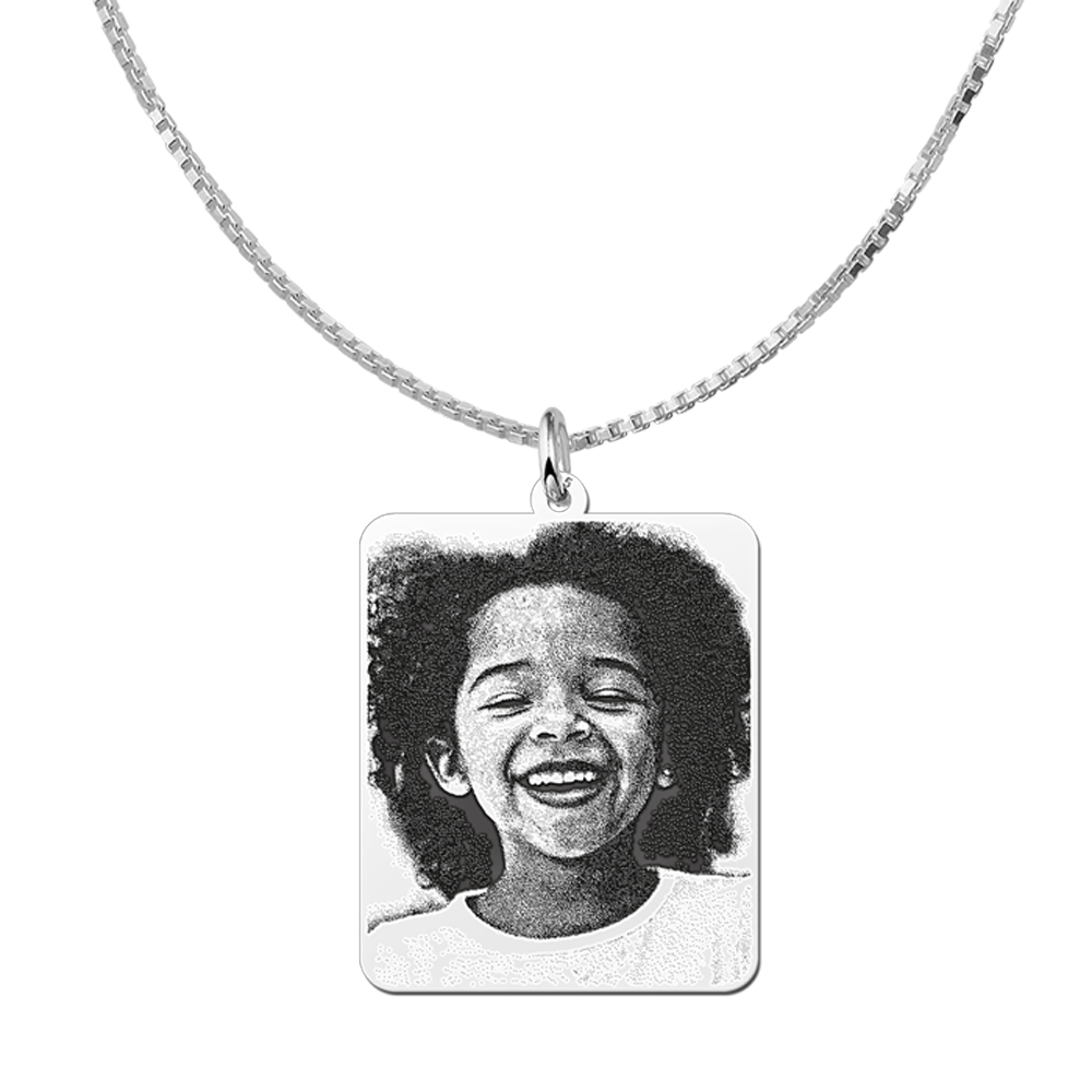 Kette mit fotogravur dogtag silber