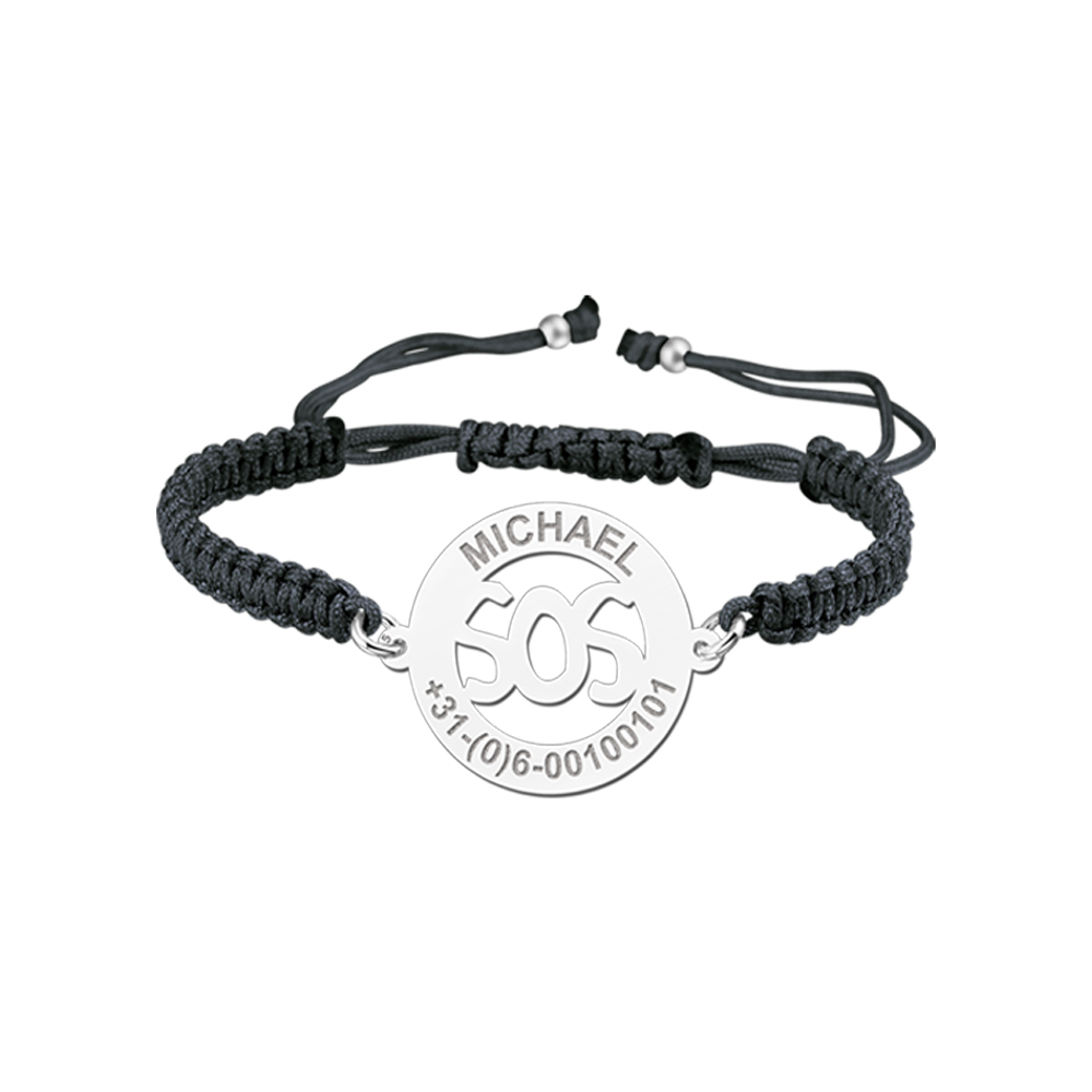 Silbernes Kinderarmband Modell SOS Schwarz