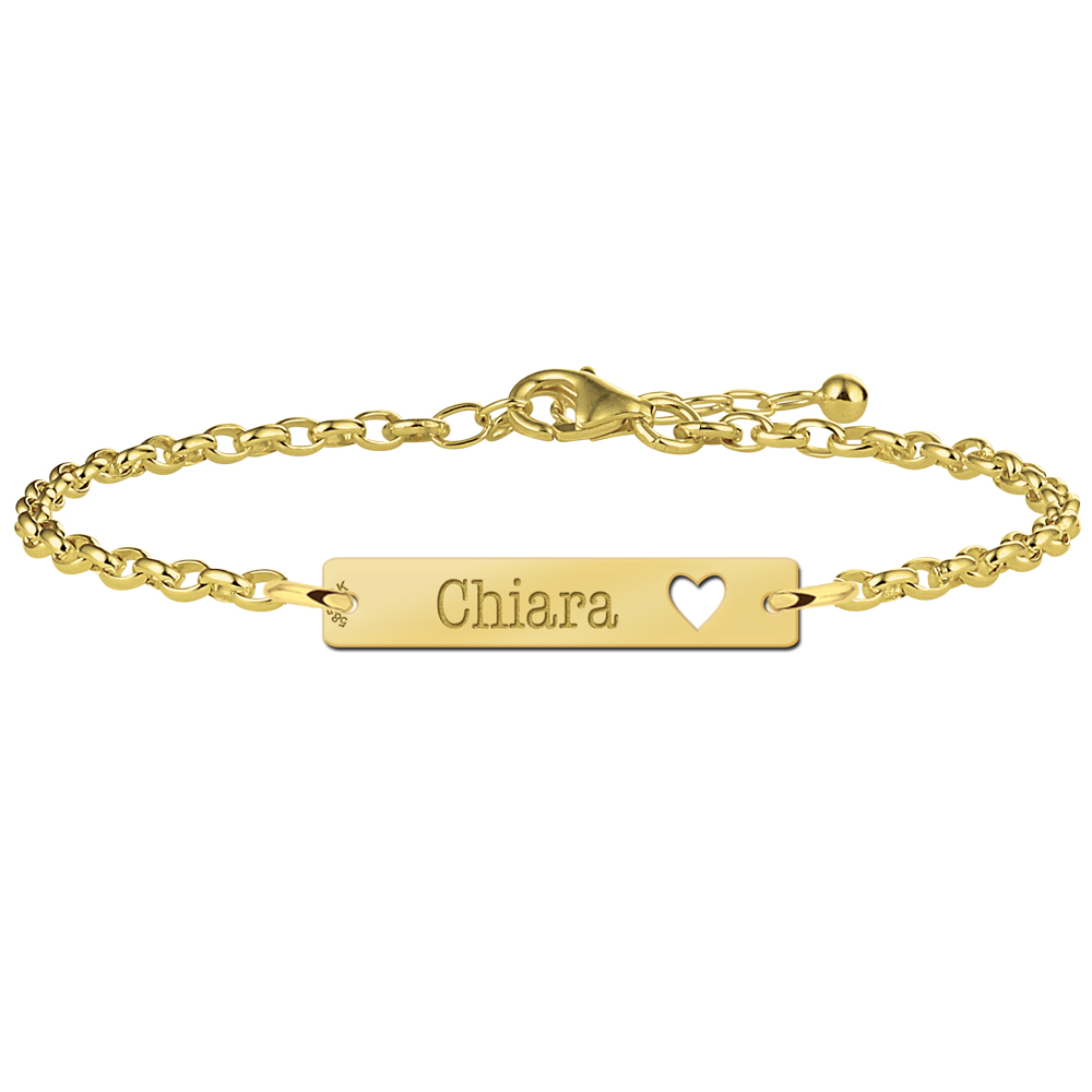 Goldenes Armband mit Namensgravur Herz