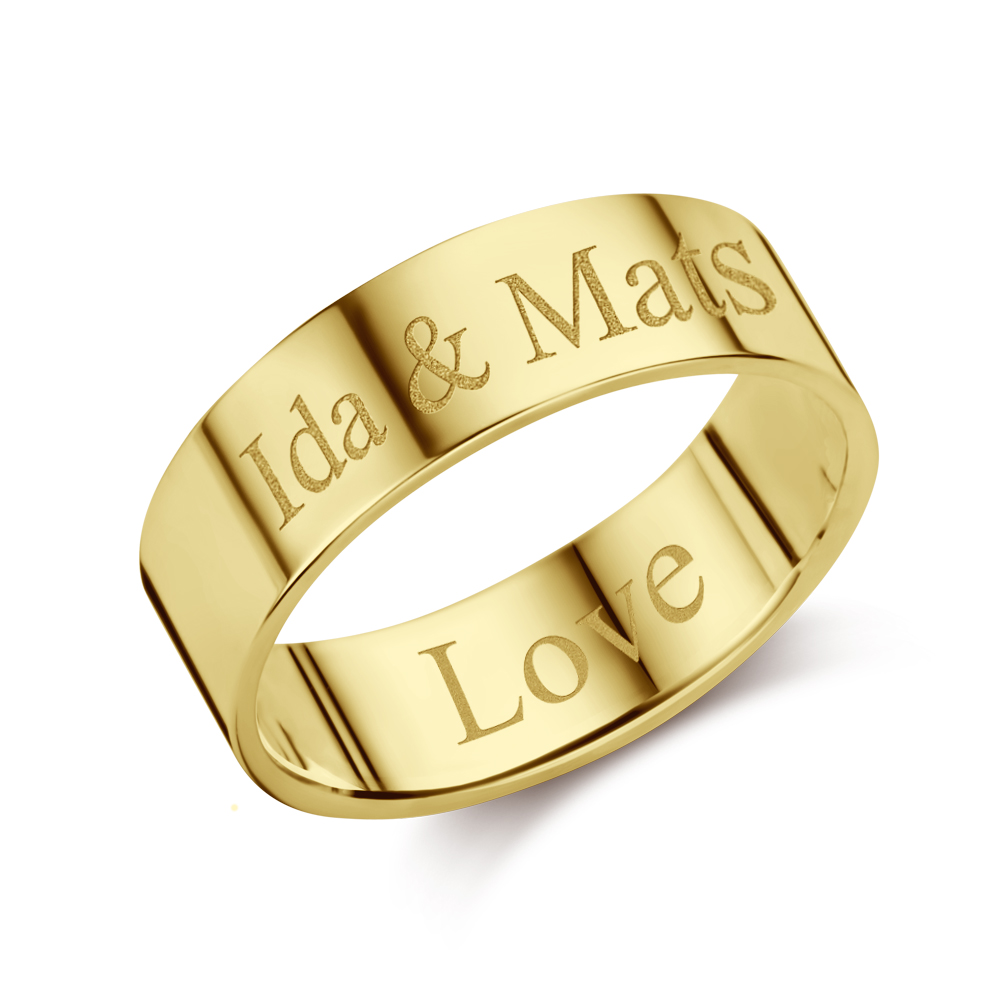 Goldener Ring mit Name - 6mm flach