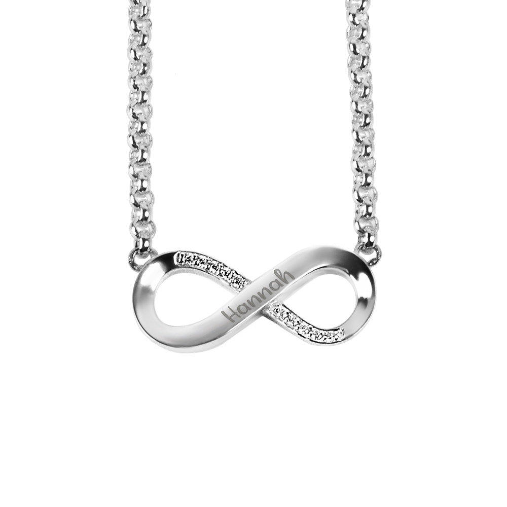 Unendlichkeitshalskette mit Zirkonia aus Silber