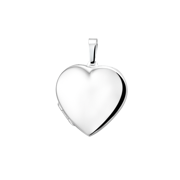 Silbernes Herz Medaillon mit Gravur und Fotos - groß