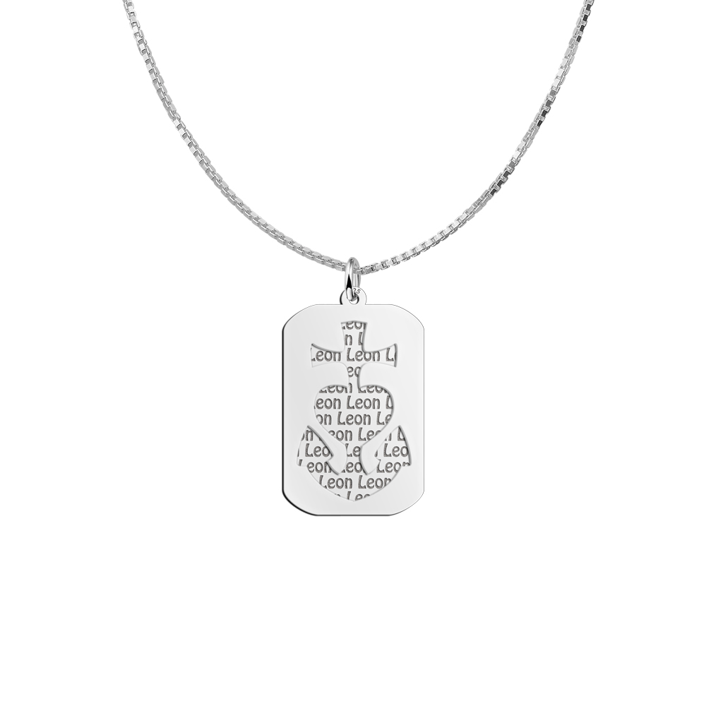 Namensanhänger Silber 2 Teile Dogtag Anker