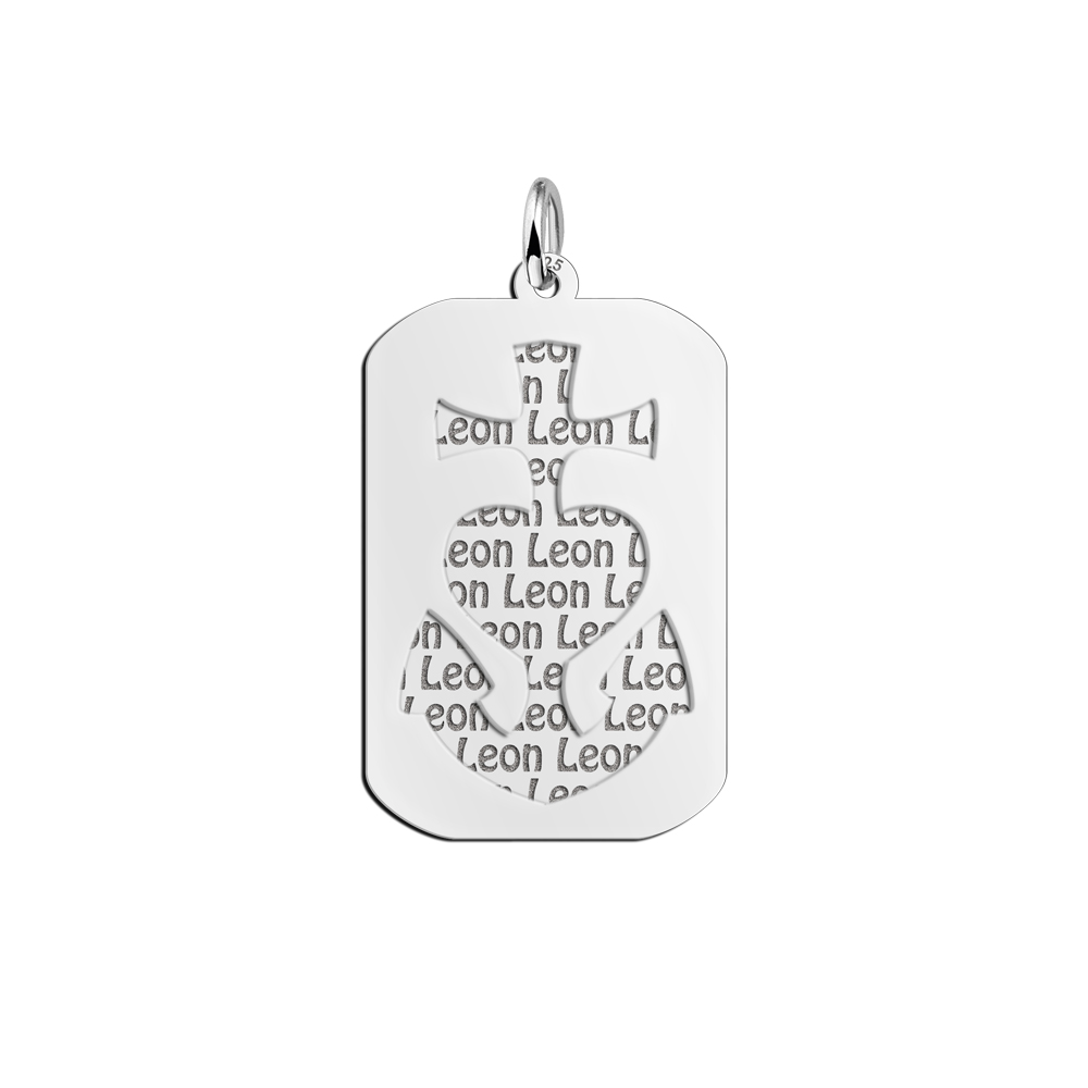 Namensanhänger Silber 2 Teile Dogtag Anker