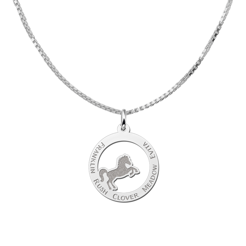 Silberne Pferde Schmuck mit Gravur