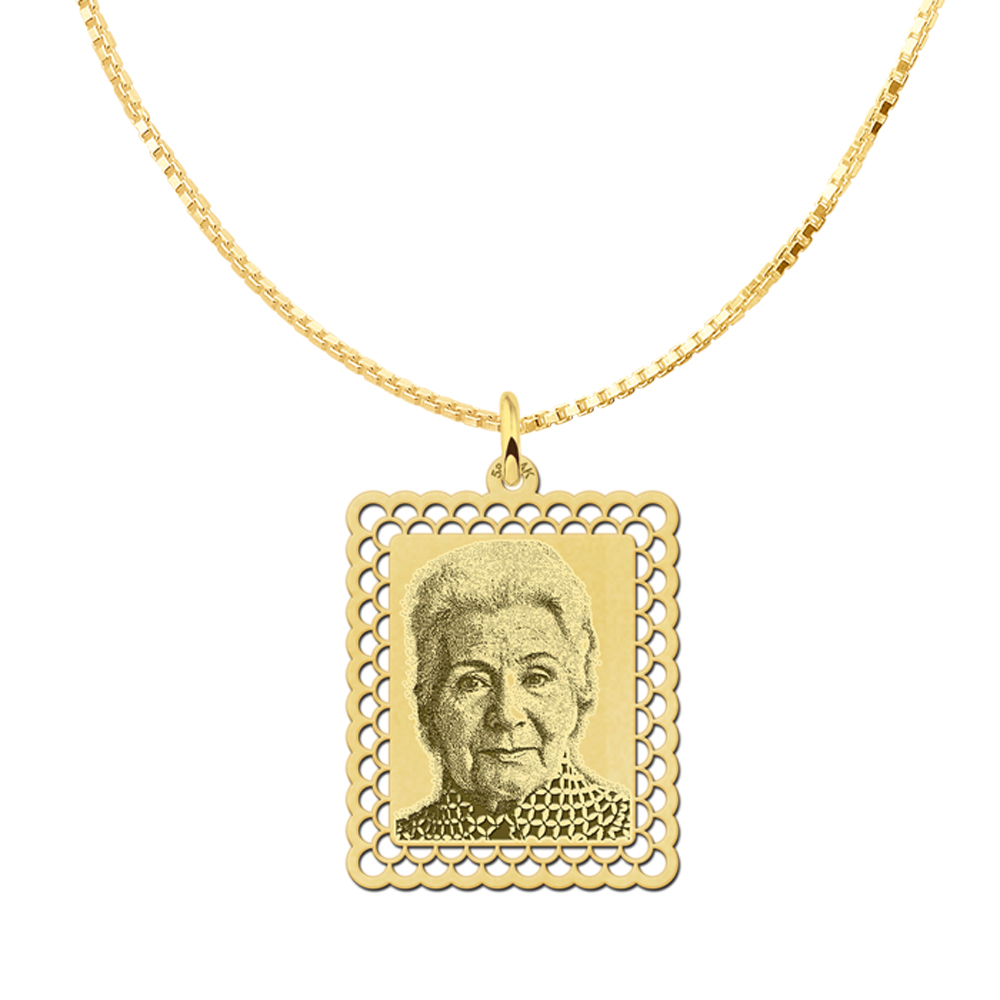 Fotoanhänger dogtag mit zierlichen rand gold