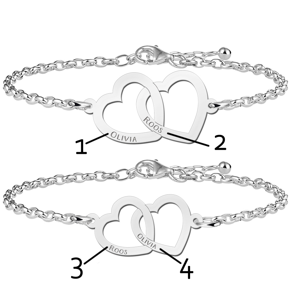 Mutter Tochter Armband aus Silber mit Herzen ineinander.