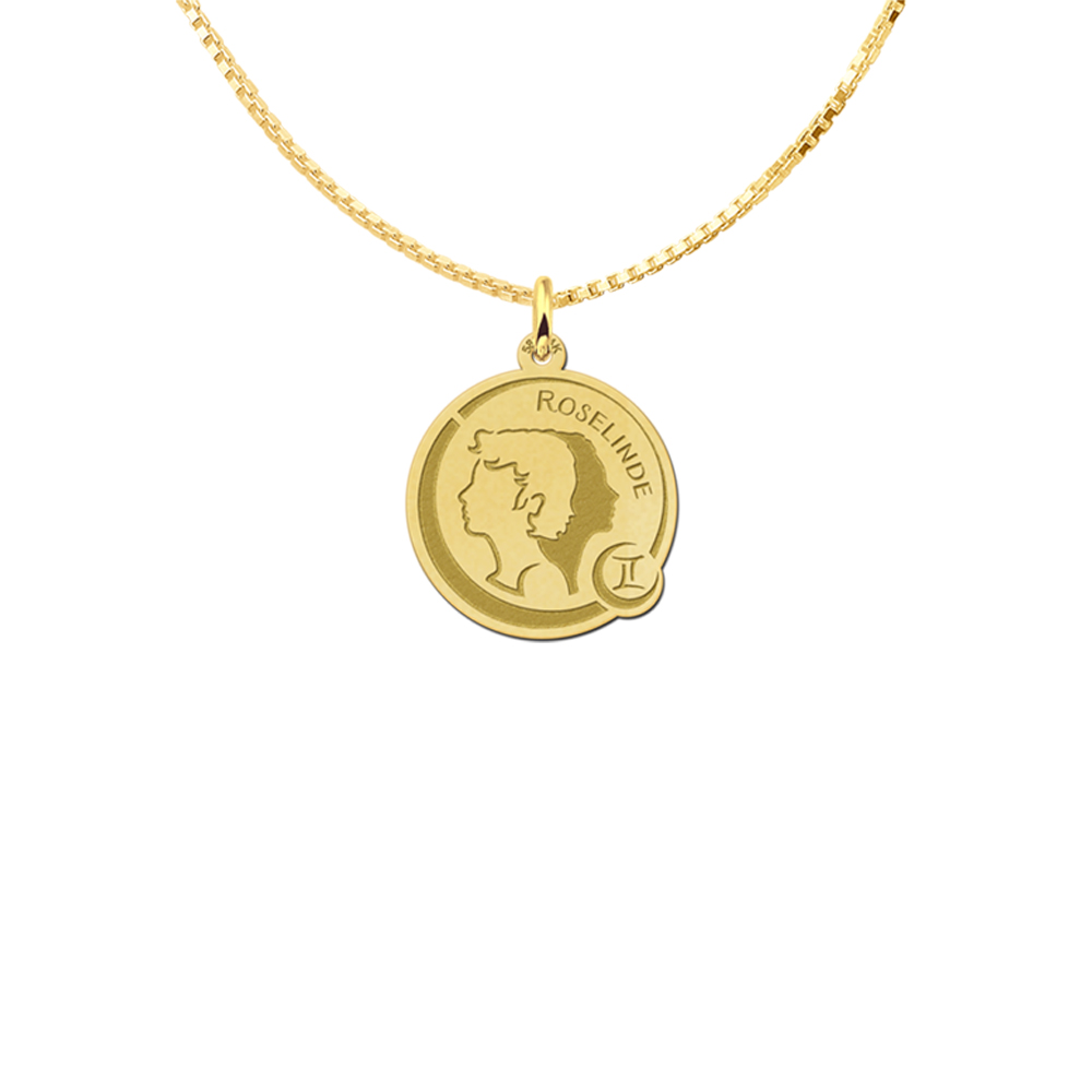 Sternzeichen Kette mit Gravur Zwilling aus Gold