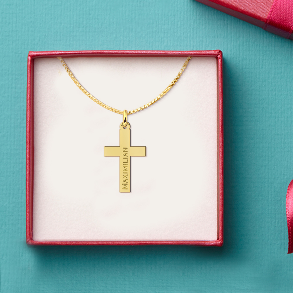 Goldener Kommnion Anhänger Kreuz Geschenk