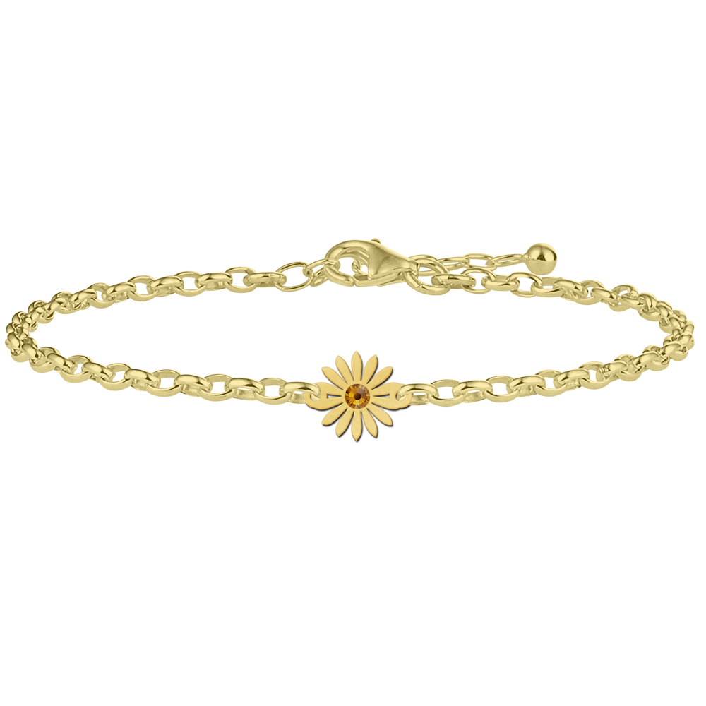 Armband mit Gänseblümchen Gold und Geburtsstein