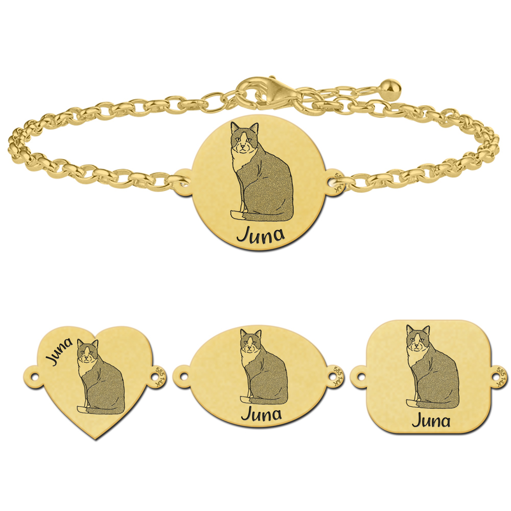 Goldenes Armband mit Tuxedo Katze
